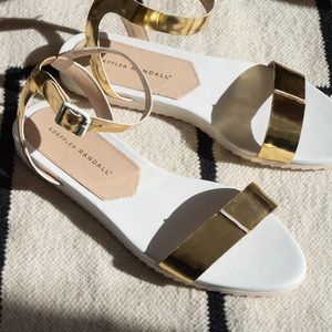 Loeffler Randal Gold Sandals NWOT